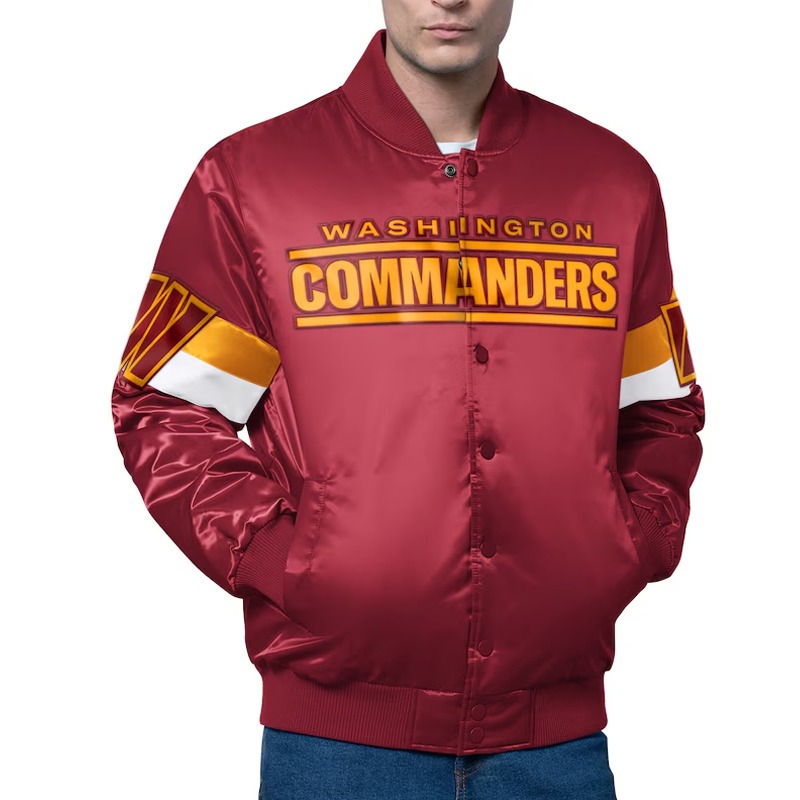 Washington Commanders Triple Option Varsity Satin Jacket