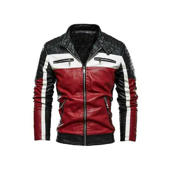 Slim Fit Men's Leather Moto Jacket