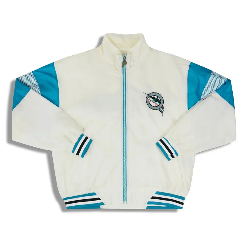 1990s Florida Marlins Off White Rain Jacket
