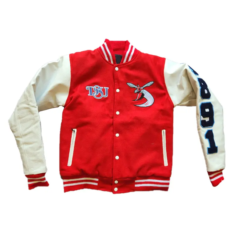 DSU 22 Red and Off White Varsity Jacket