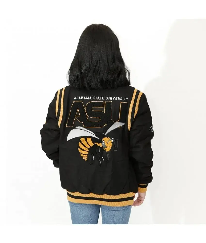 Alabama State University Unisex Black Varsity Jacket