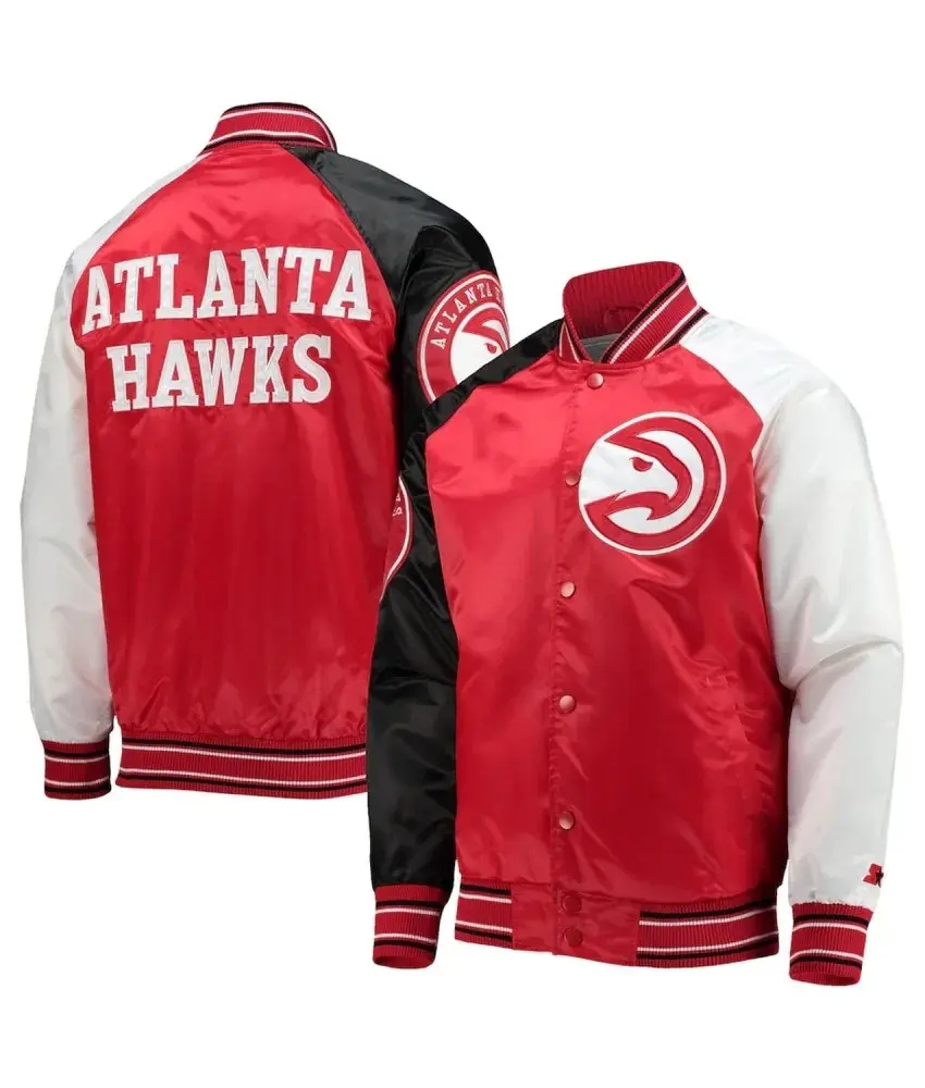 Atlanta Hawks Reliever Red Satin Raglan Jacket