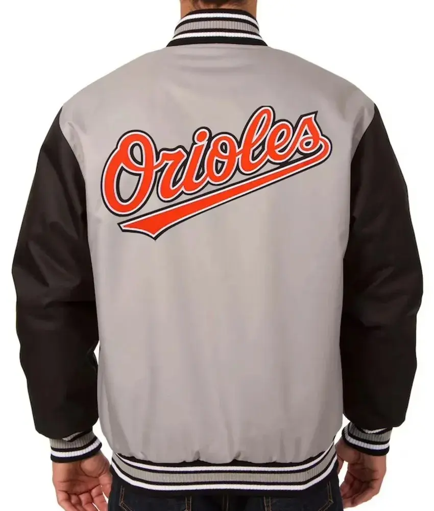 Baltimore Orioles Poly Twill Black And Gray Full-snap Jacket
