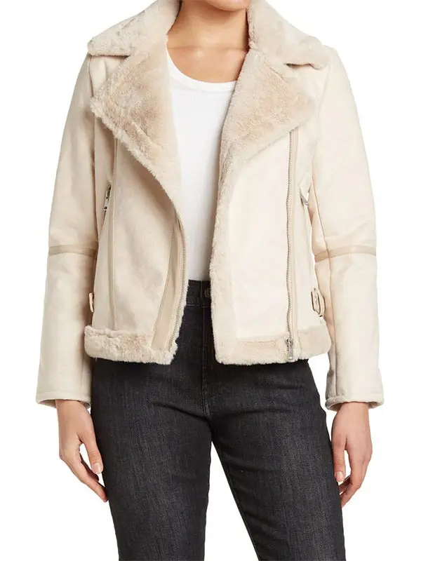 Women’s Ivory Fur Shearling Leather Jacket