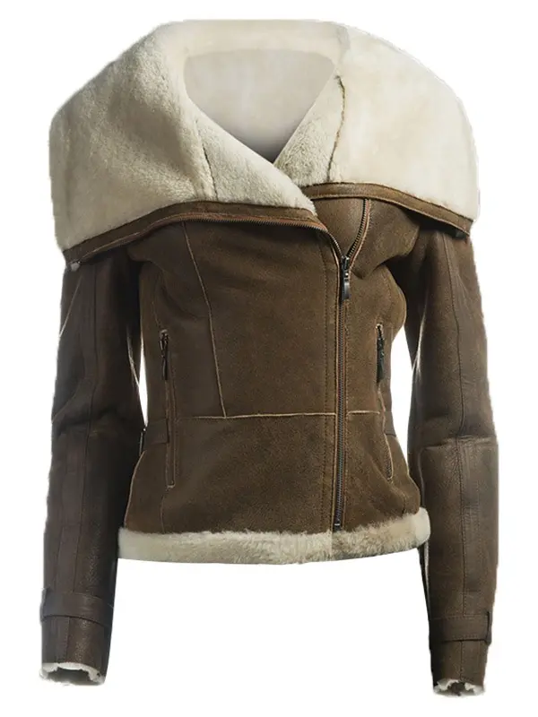 Women's Aviator Fur Leather Jacket