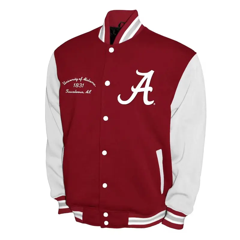 Alabama Crimson Tide Fleece Burgundy and White Varsity Jacket