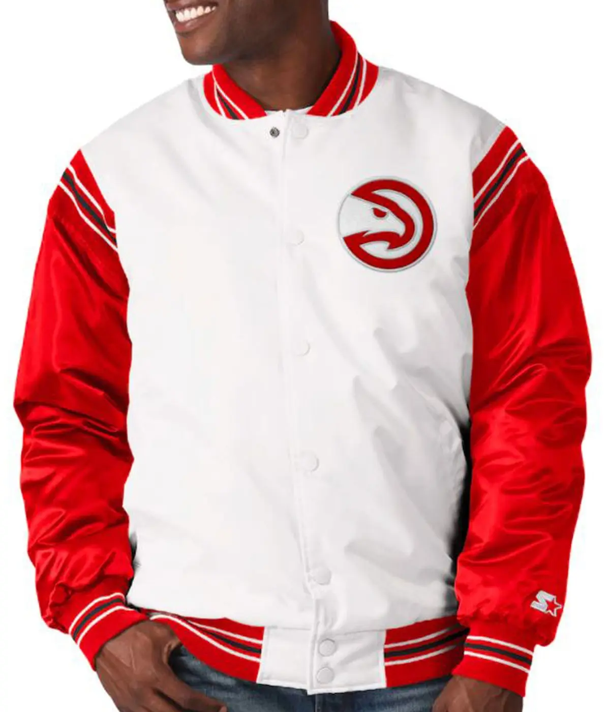 Atlanta Hawks Red and White Bomber Jacket