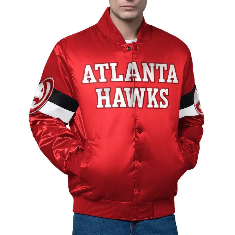 Atlanta Hawks Triple Option Varsity Satin Jacket