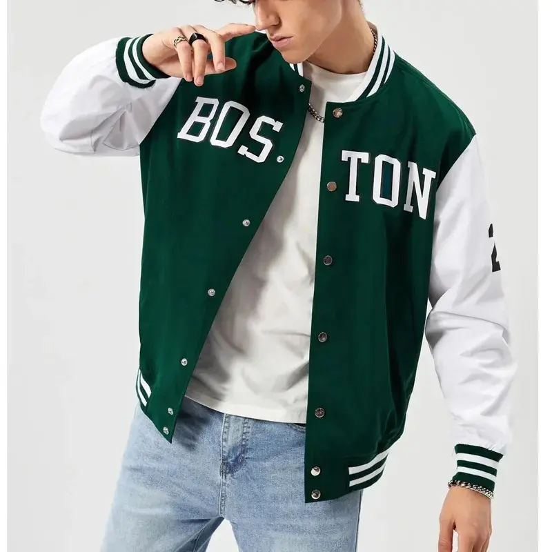 25 Boston Varsity Wool/Leather Full-Snap Jacket