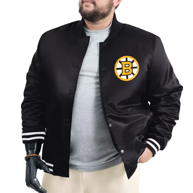 Boston Bruins Adaptive Bold Logo Varsity Satin Jacket
