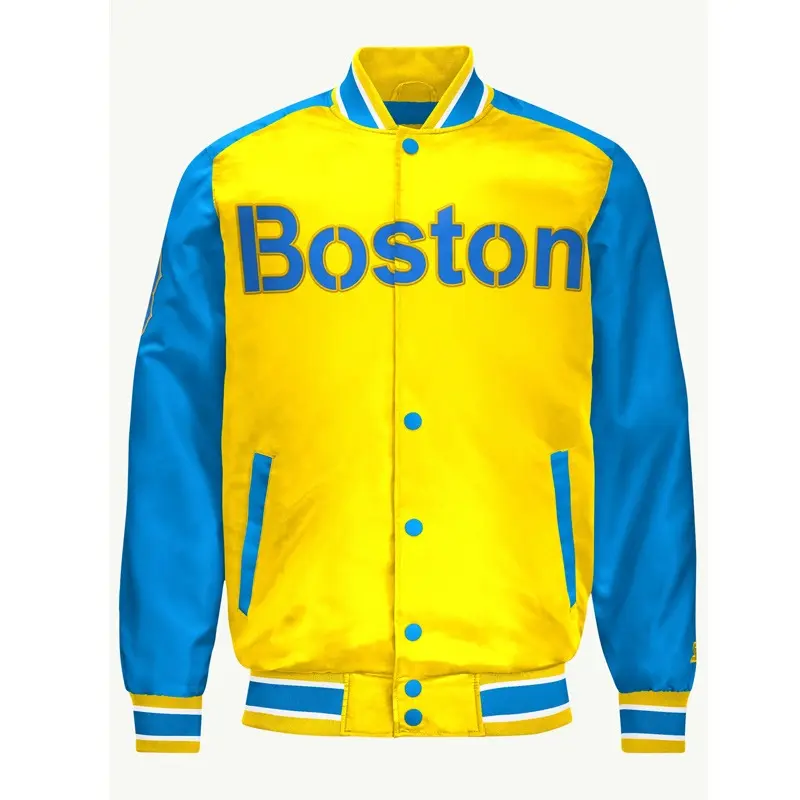 Boston Red Sox Gold and Blue Varsity Satin Jacket