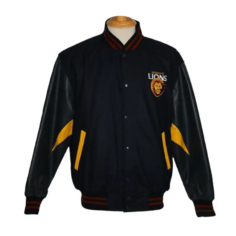 Brisbane Lions Embroidered Black Varsity Jacket