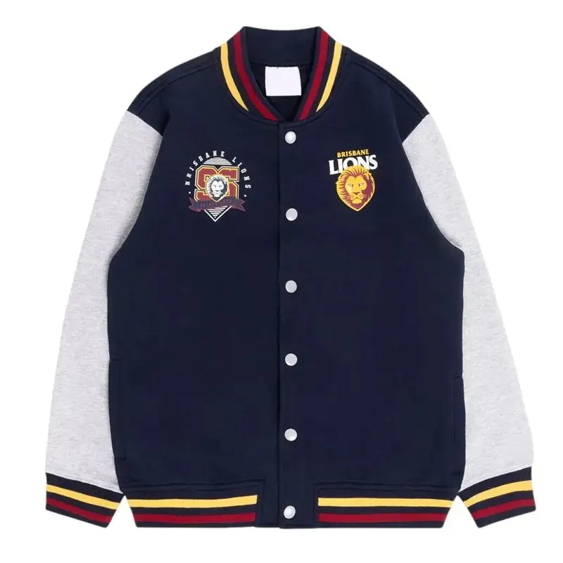 Brisbane Lions Navy and Gray Varsity Fleece Jacket