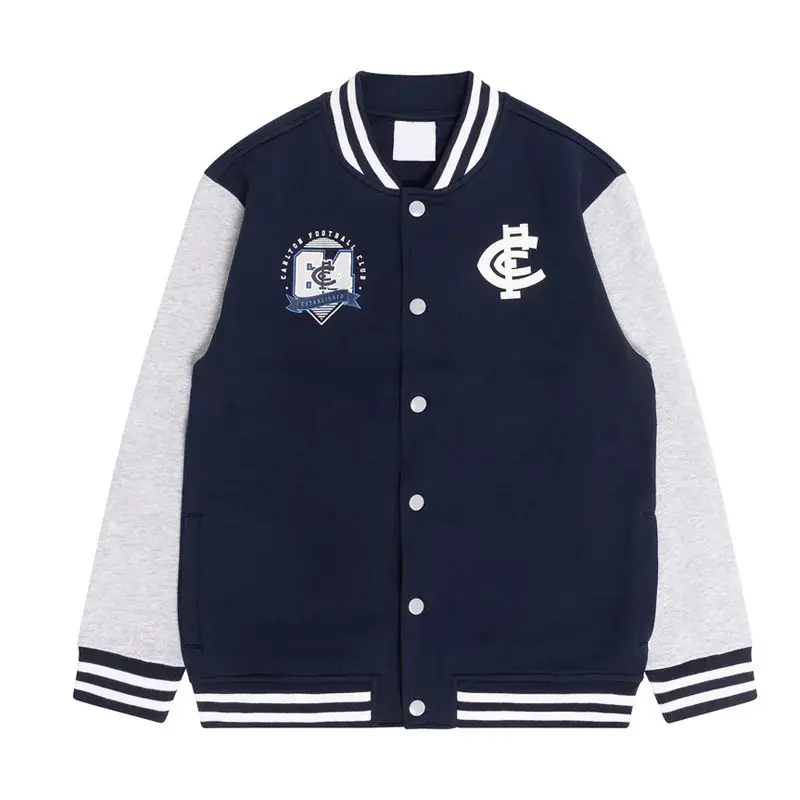 Carlton Blues Navy and Gray Varsity Fleece Jacket