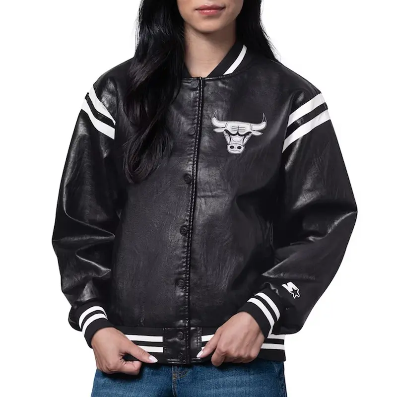 Chicago Bulls High Heat Vegan Black Varsity Leather Jacket