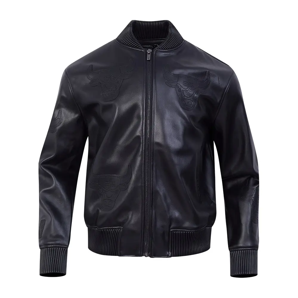 Chicago Bulls Washed Vanguard Men's Leather Varsity Jacket