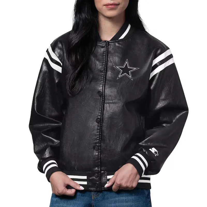 Dallas Cowboys High Heat Vegan Black Varsity Leather Jacket