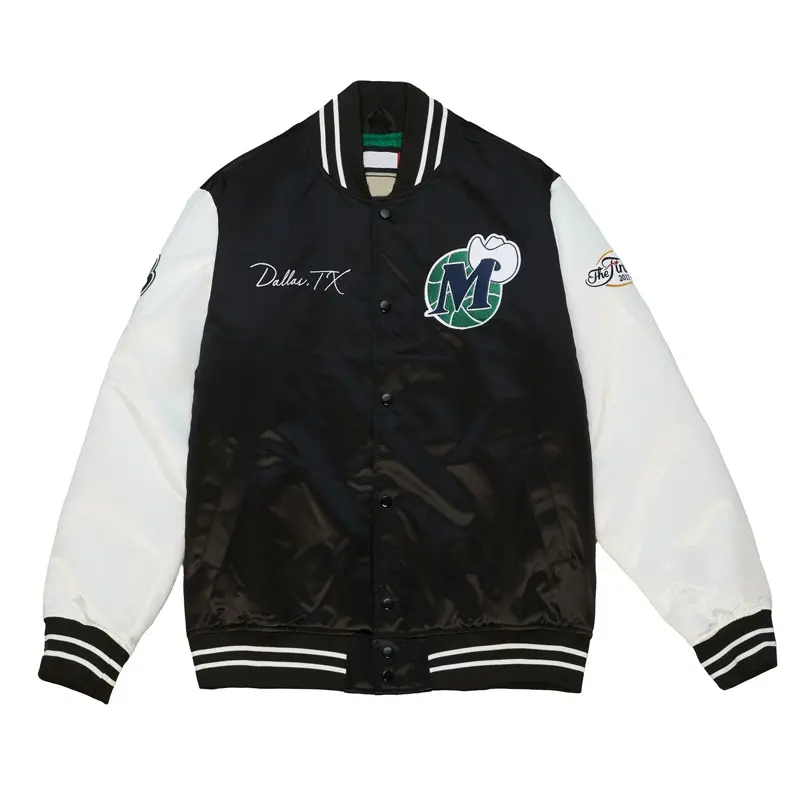 Origins Dallas Mavericks Black and White Satin Jacket