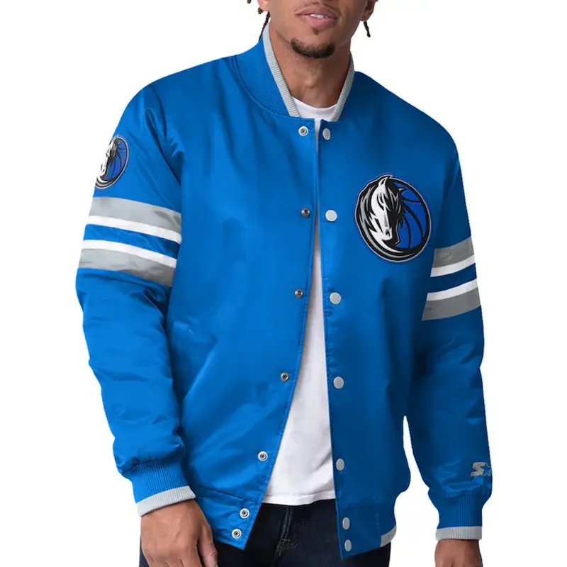 Dallas Mavericks Scout Blue Varsity Satin Jacket