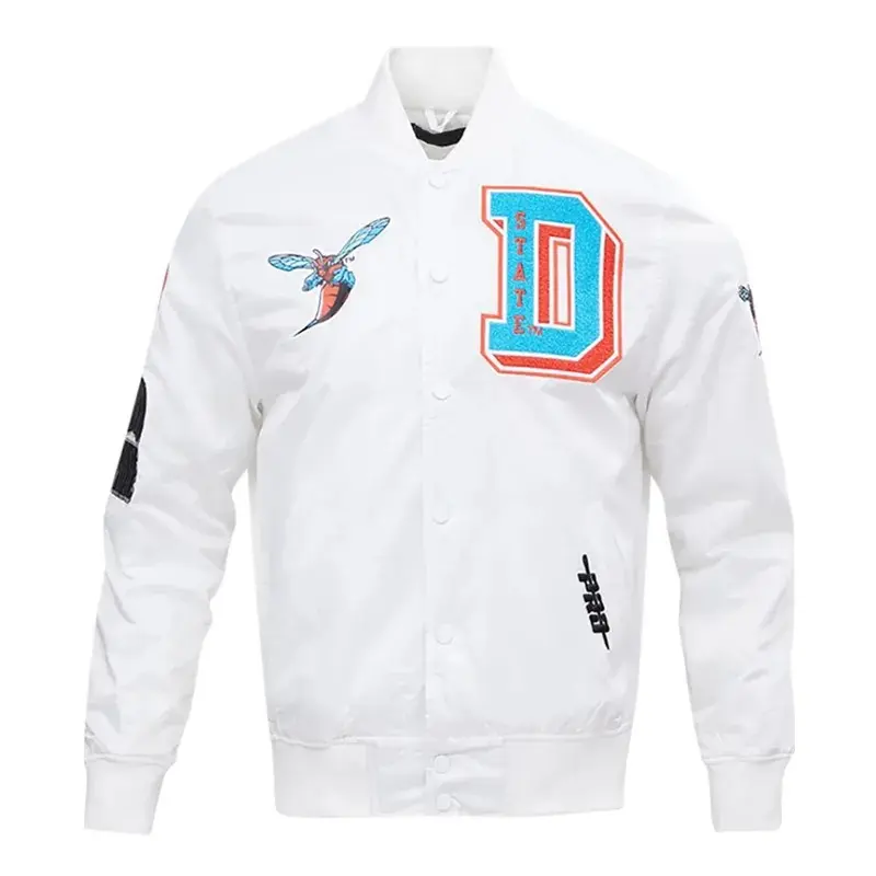 University Delaware State White Satin Jacket