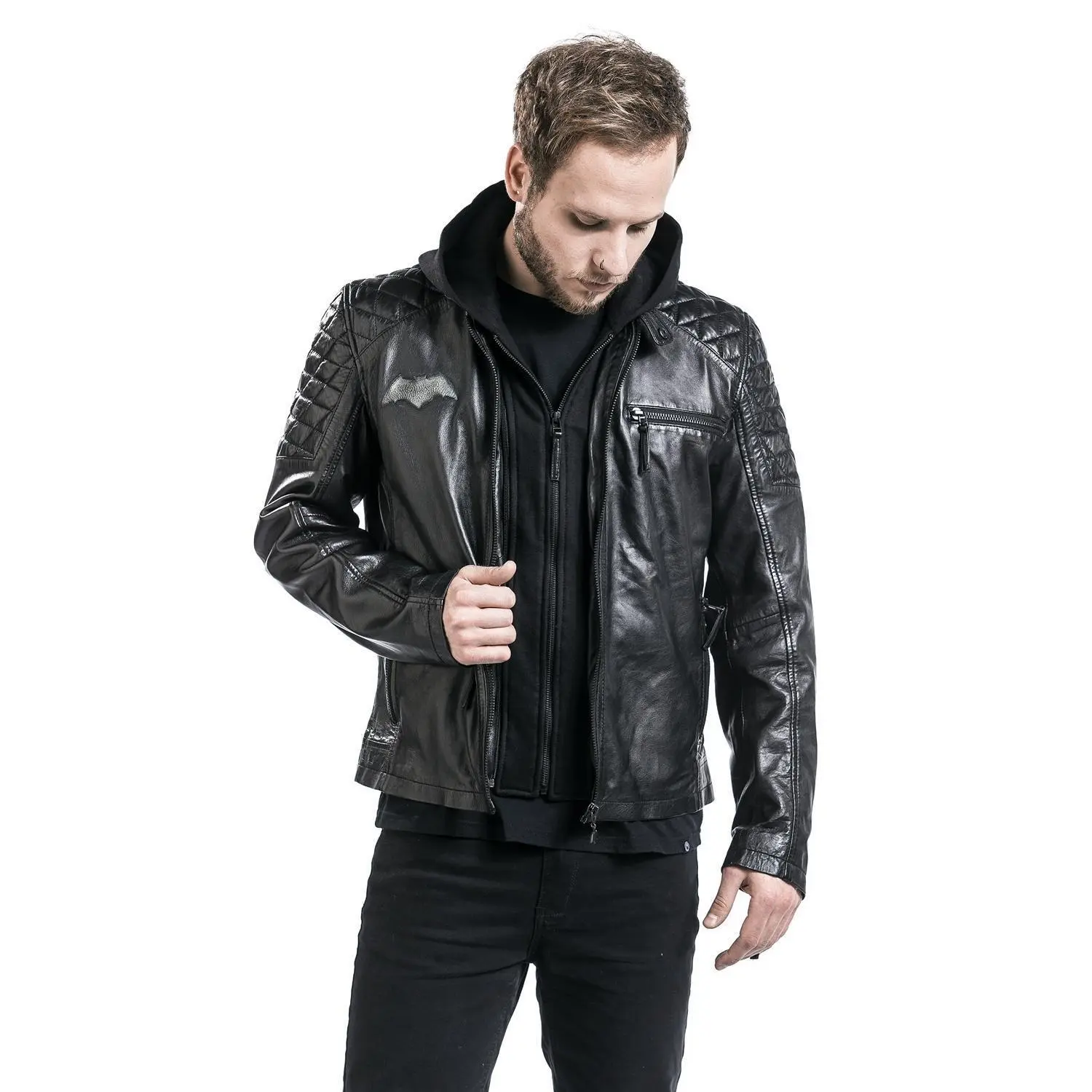 Batman Distress Logo Leather jacket