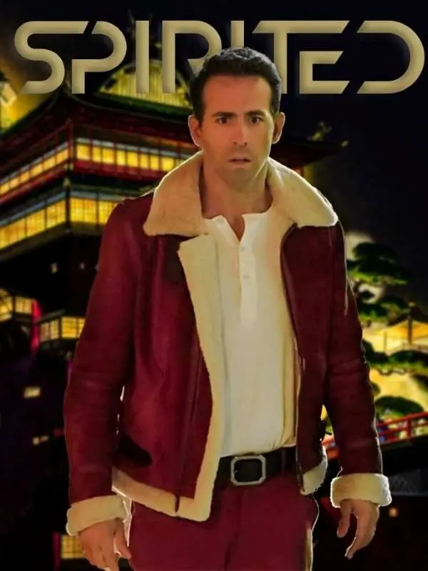 Spirited Ryan Reynolds Red Sued Leather Jacket