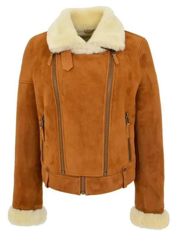 Women's Genuine Sued Leather Shearling Jacket