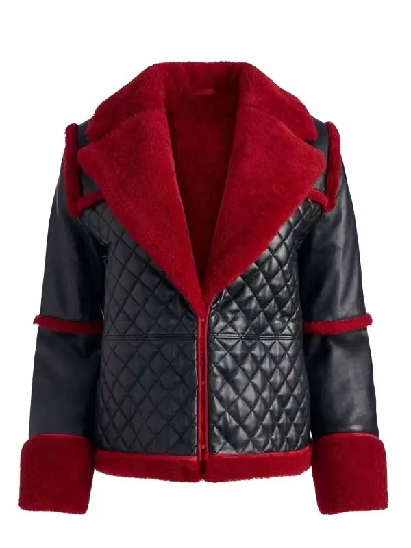 Women's Aviator Pilot Style Red Shearling Jacket