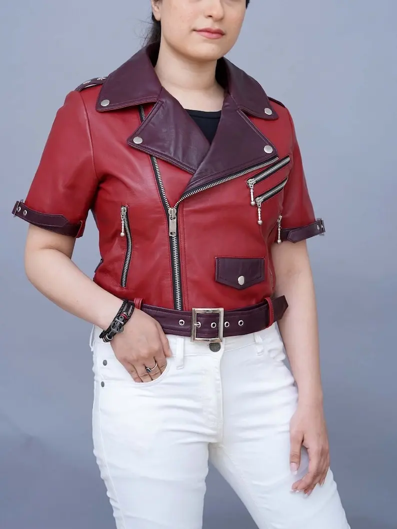 Aerith Gainsborough Final Fantasy 7 Red Leather Jacket