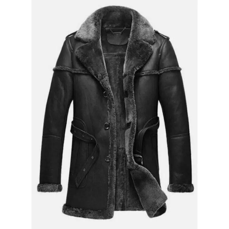 Anti Winter Grey Fur Leather Duffle Coat