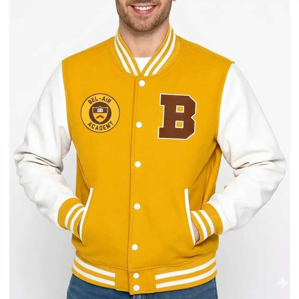 Bel-Air Academy Yellow Wool Varsity Letterman Jacket
