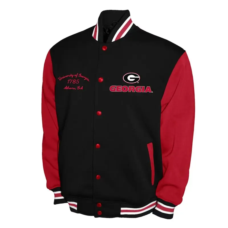 Georgia Bulldogs Fleece Black and Red Varsity Jacket