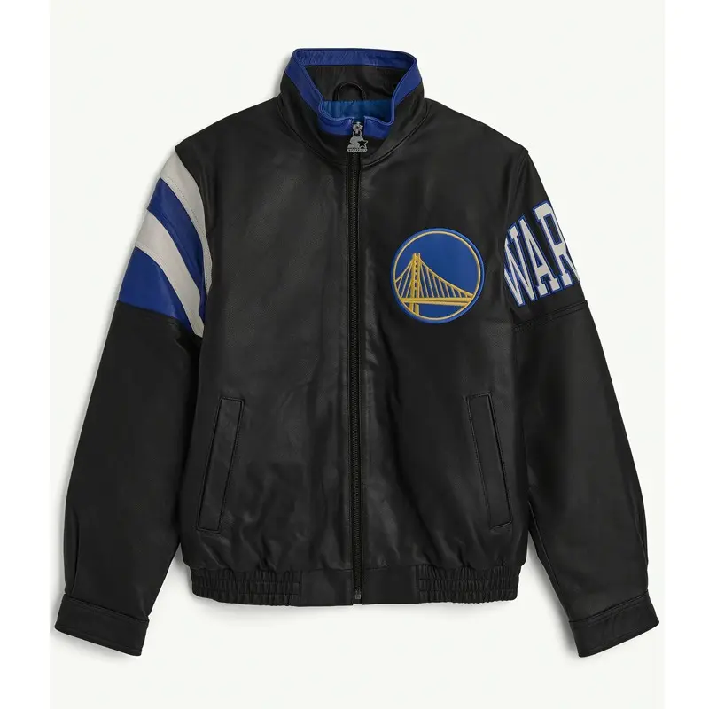 Golden State Warriors Retro Full Zip Leather Jacket