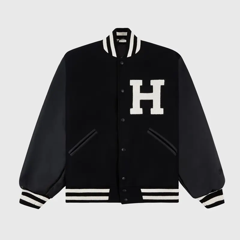 Harvard University Black Varsity Wool Leather Jacket