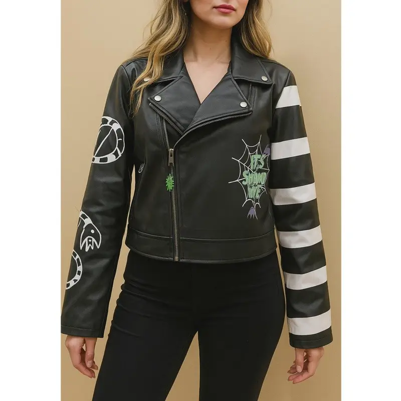 Beetlejuice Movie Leather Jacket Black Costume Jacket