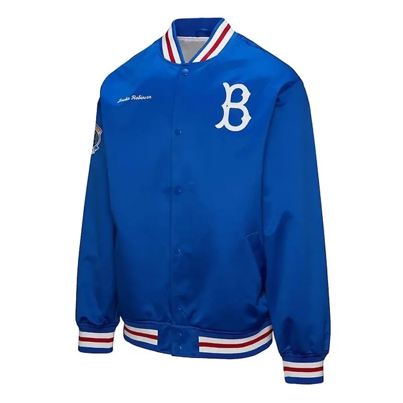 Jackie Robinson Vintage Satin Royal Dodgers Jacket