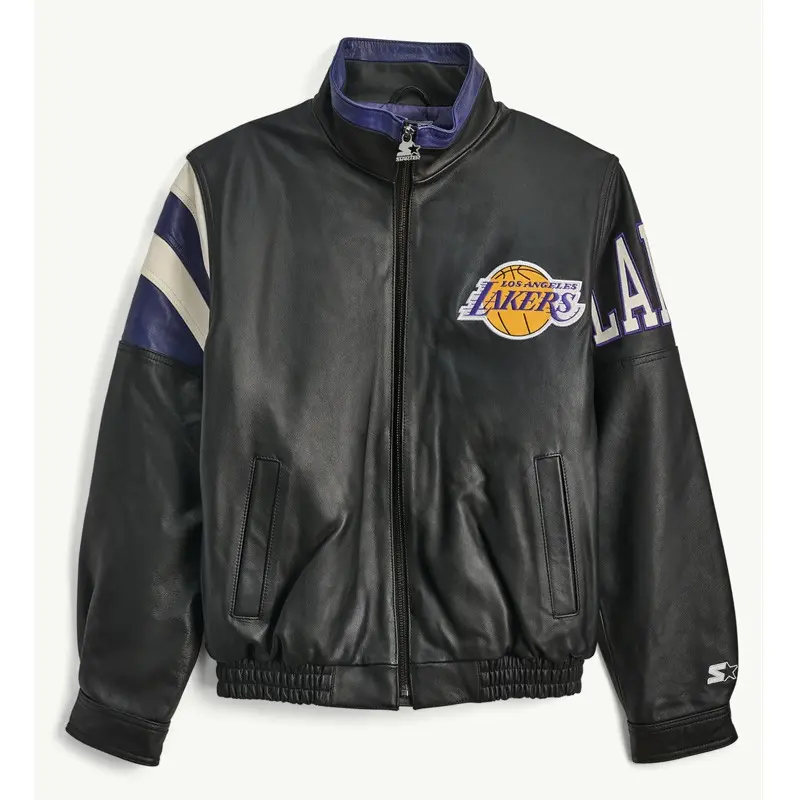 LA Lakers Retro Full Zip Leather Jacket