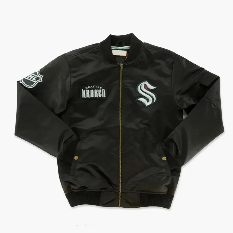 Seattle Kraken Team Leader Black Bomber Jacket