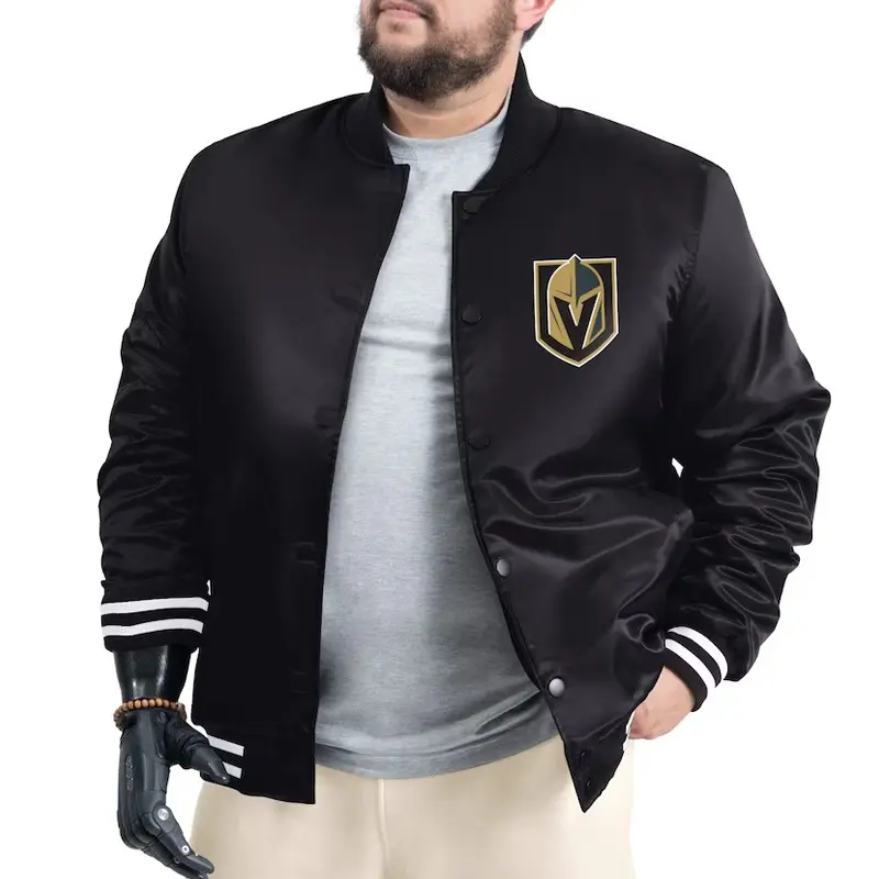 Vegas Golden Knights Adaptive Bold Logo Varsity Satin Jacket