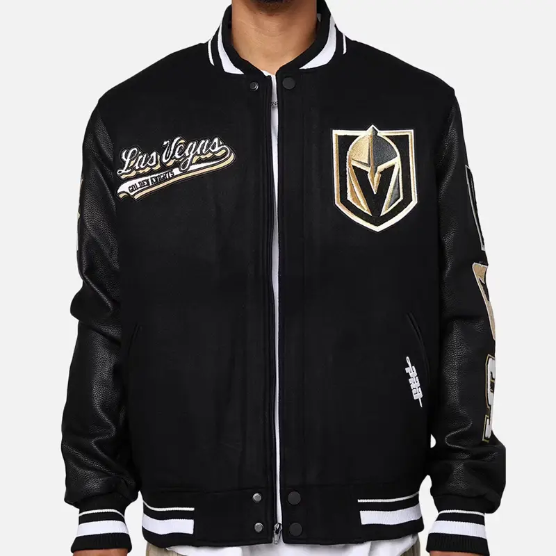 Vegas Golden Knights Black Letterman Jacket