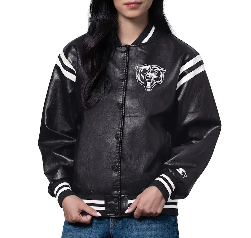 Chicago Bears High Heat Vegan Black Varsity Leather Jacket